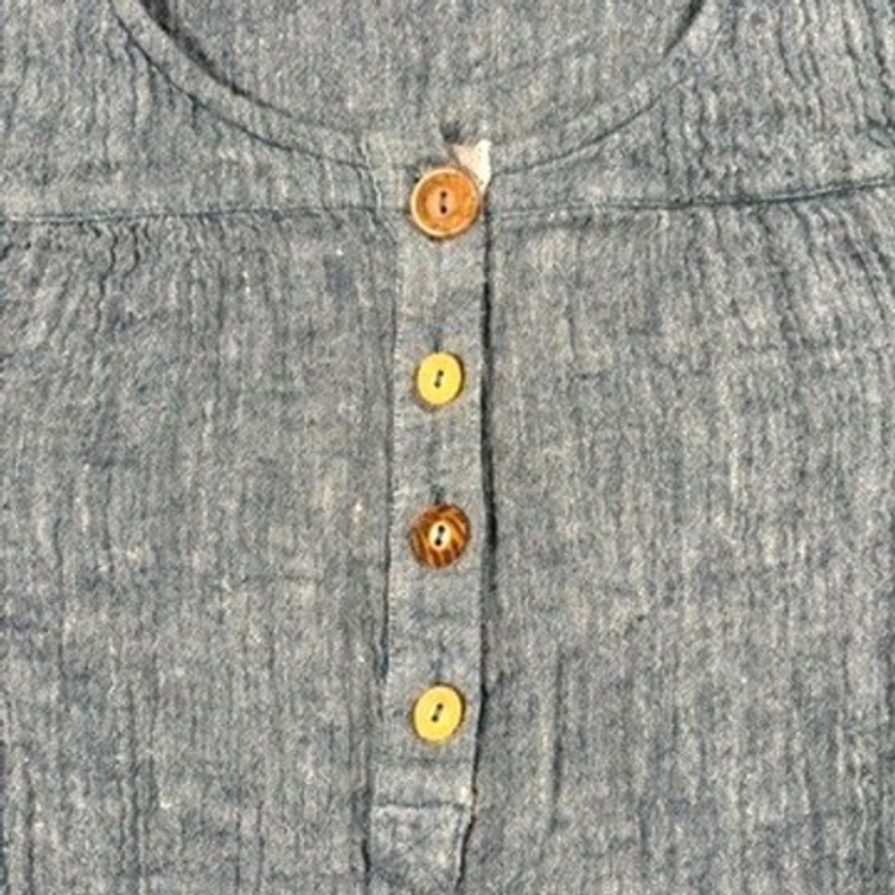 Soft Surroundings Blue Melange Knit Long Sleeve Tunic Top M Cozy Button Detail‎ - Picture 2 of 8